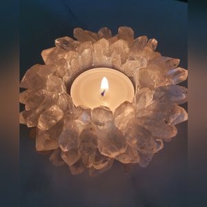 New! Clear Quartz Candle Holder